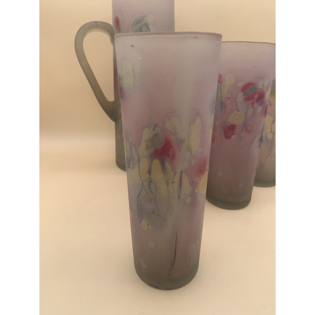 Vintage Hand Painted B.Z.T. Ltd. Art Nouveau Pitcher and Five Highball/Tumblers
