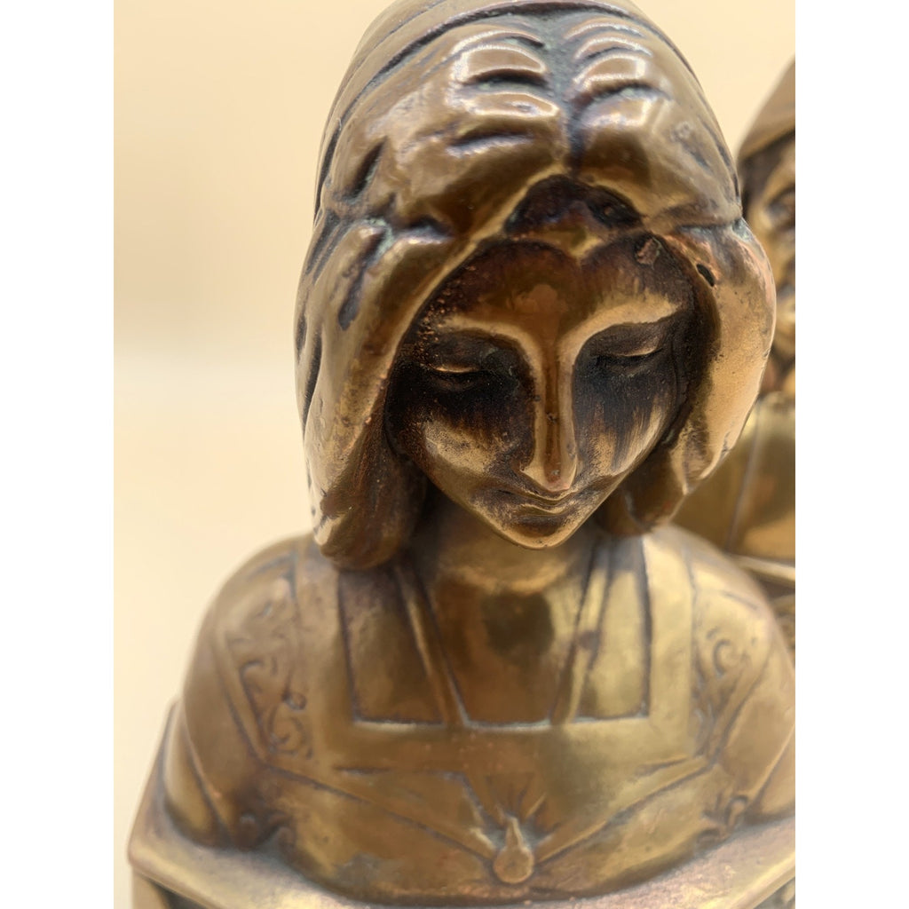 Pair Of Antique Bronze Clad Dante and Beatrice Bookends