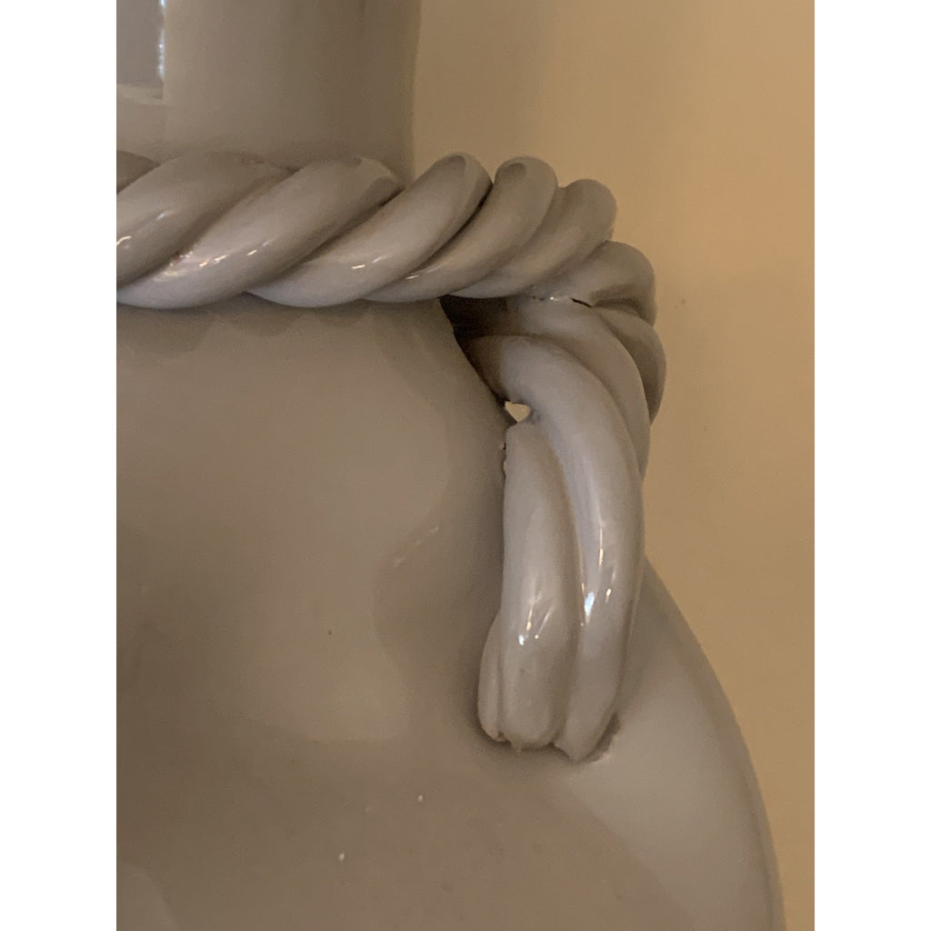 Large Italian Twisted Rope Wrapped Glazed Pottery Vase