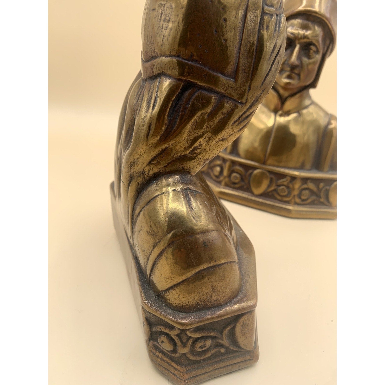 Pair Of Antique Bronze Clad Dante and Beatrice Bookends