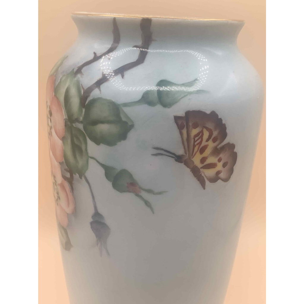 Antique C.T. Carl Tielsch Altwasser Silesia Hand Painted Floral Vase 1900s