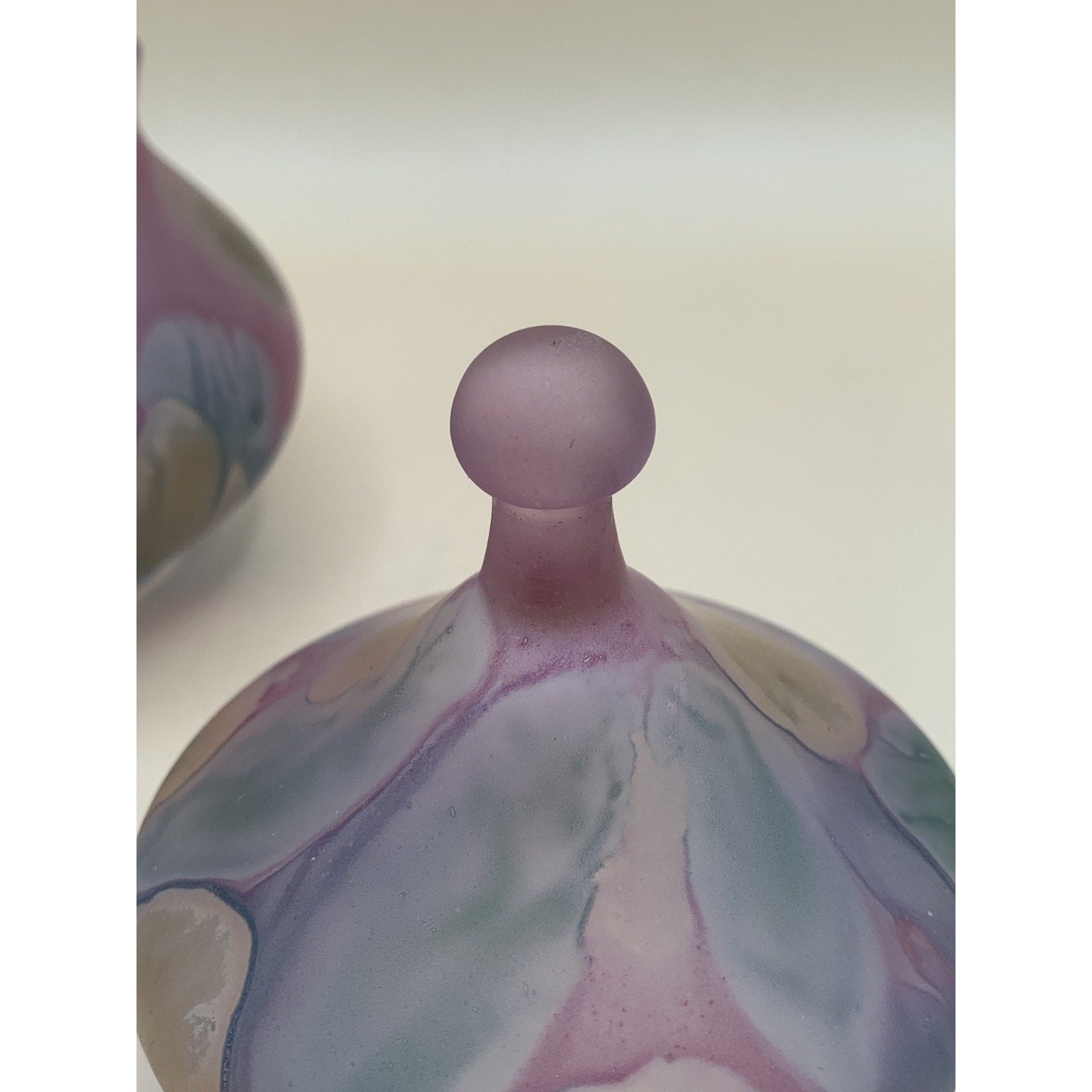 Rueven Art Nouveau Glass Hand Painted Covered Candy Dish