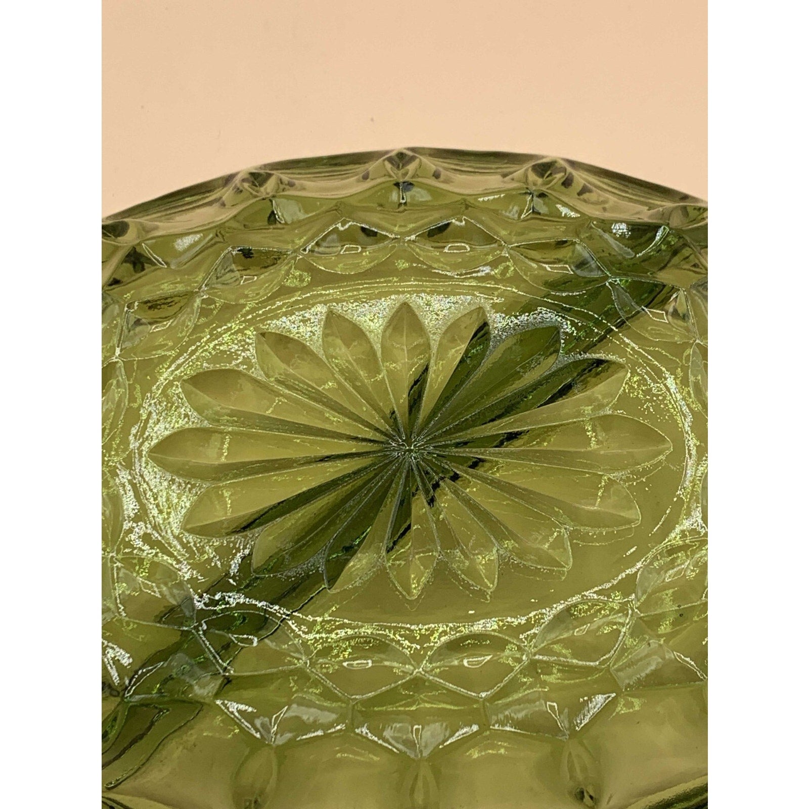 Anchor Hocking Vintage Green Glass Divided Fairfield Oval Relish/Nut/Candy Dish