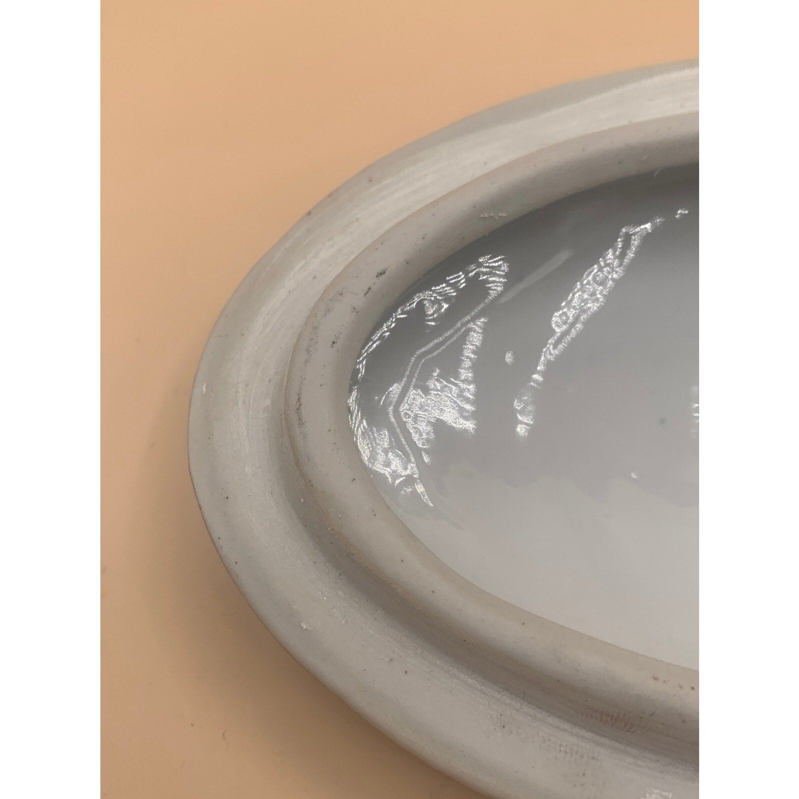 Vintage Oval Fine Porcelain Hand Painted Trinket Box Heavy Gold Trim Two Lovers