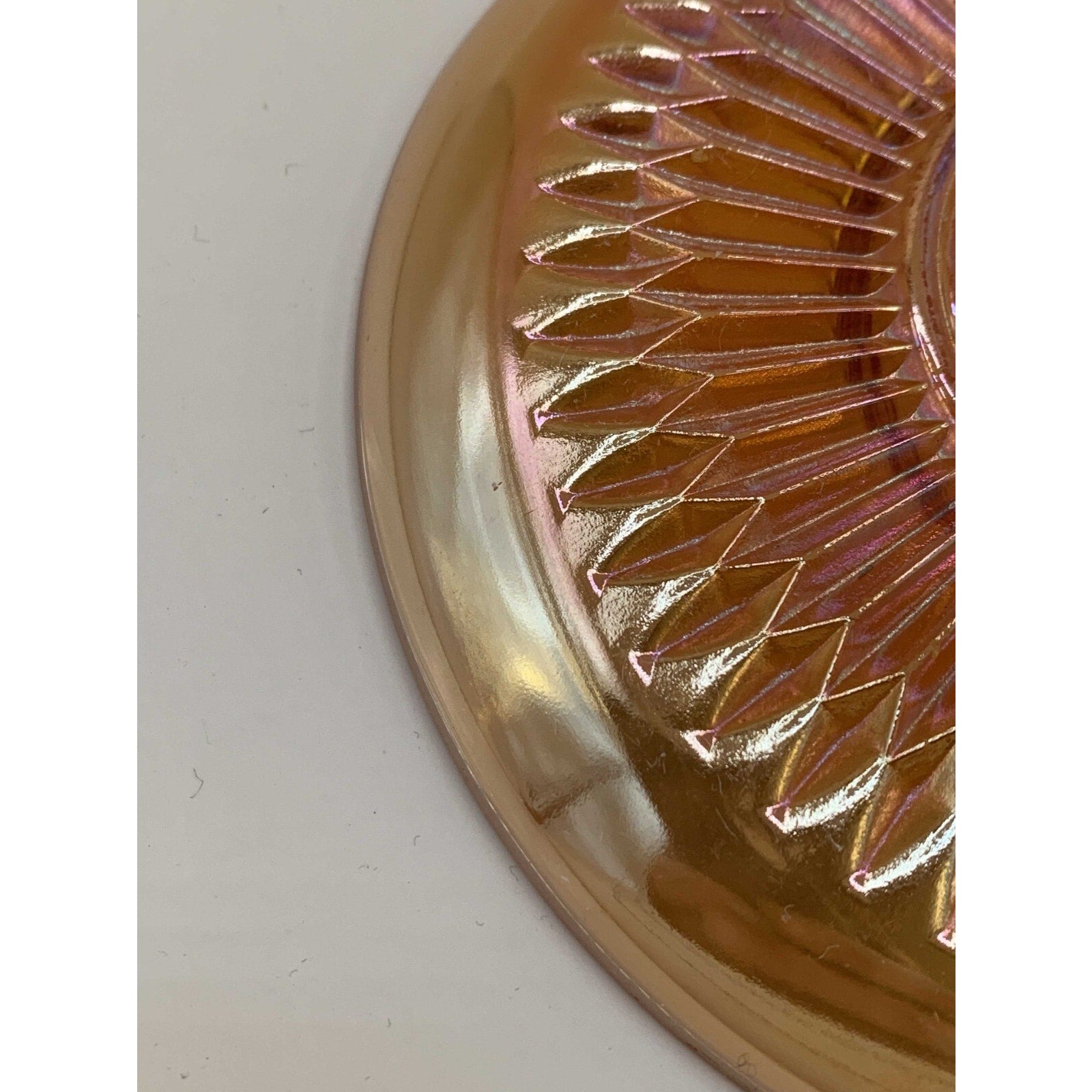 Vintage Jeanette Anniversary Marigold Carnival Glass Saucer - Or As A Replacemen