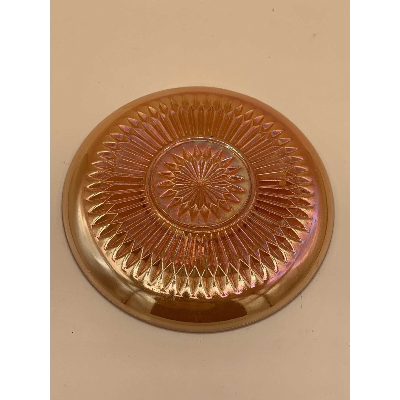 Vintage Jeanette Anniversary Marigold Carnival Glass Saucer - Or As A Replacemen