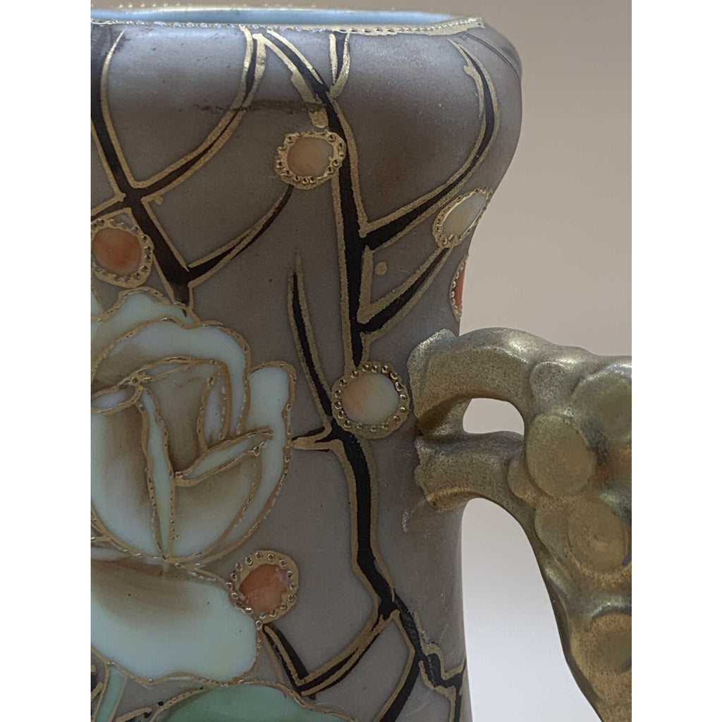 Antique 1911 Rare Nippon Hand Painted Floral Design With Gilded Gold Handles and
