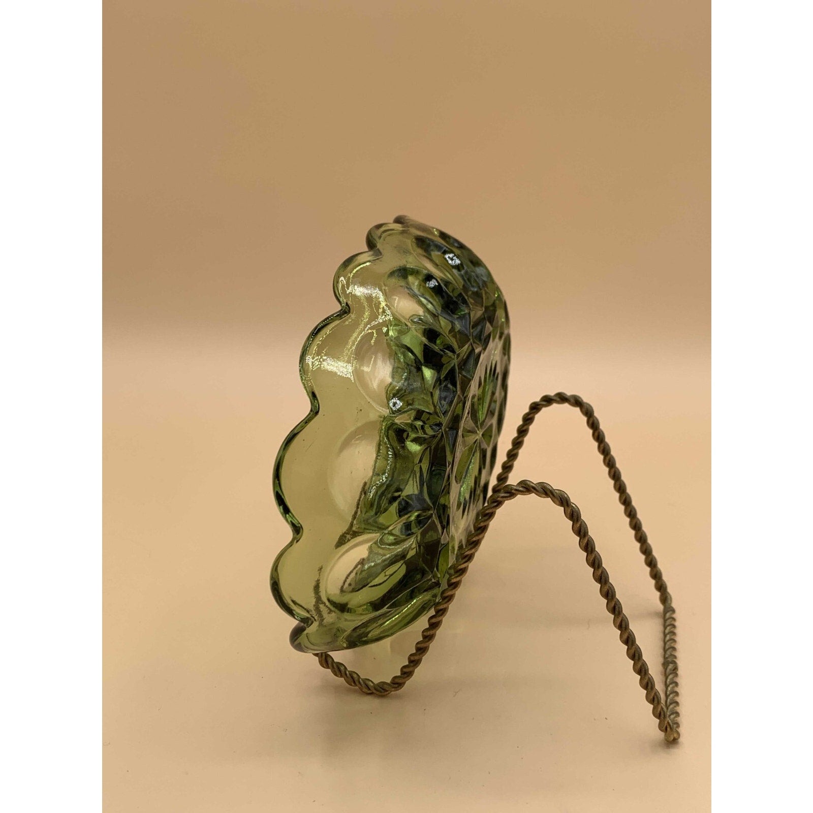 Anchor Hocking Vintage Green Glass Divided Fairfield Oval Relish/Nut/Candy Dish