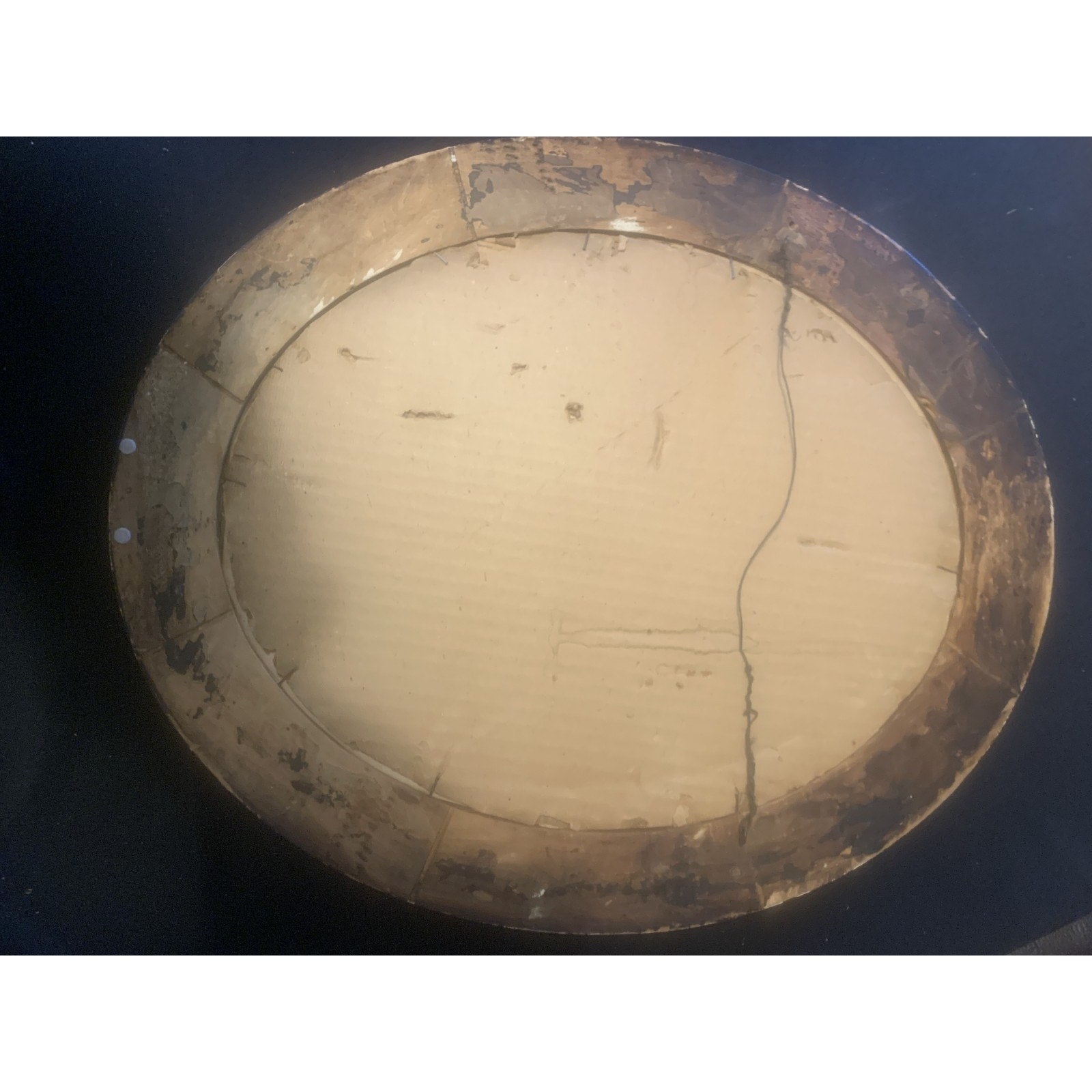 Antique Photograph of Little Girl Mounted in Large Oval Handmade Wooden Frame