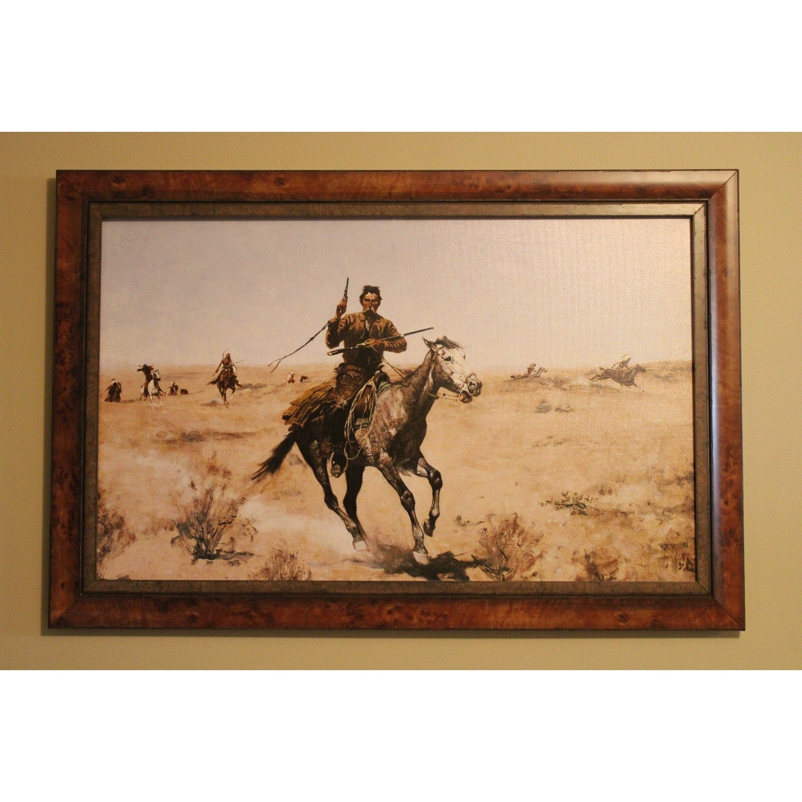 Framed Giclée Canvas Reproduction of “The Flight” by Frederic Remington