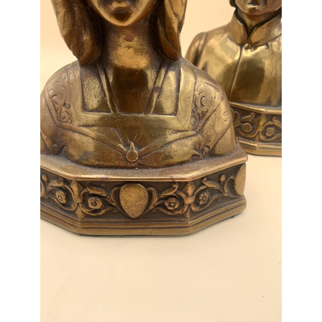 Pair Of Antique Bronze Clad Dante and Beatrice Bookends
