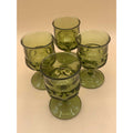 Set of 4 Vintage Indiana Carnival Glass Kings Crown Thumbprint Stemmed Glass Avo