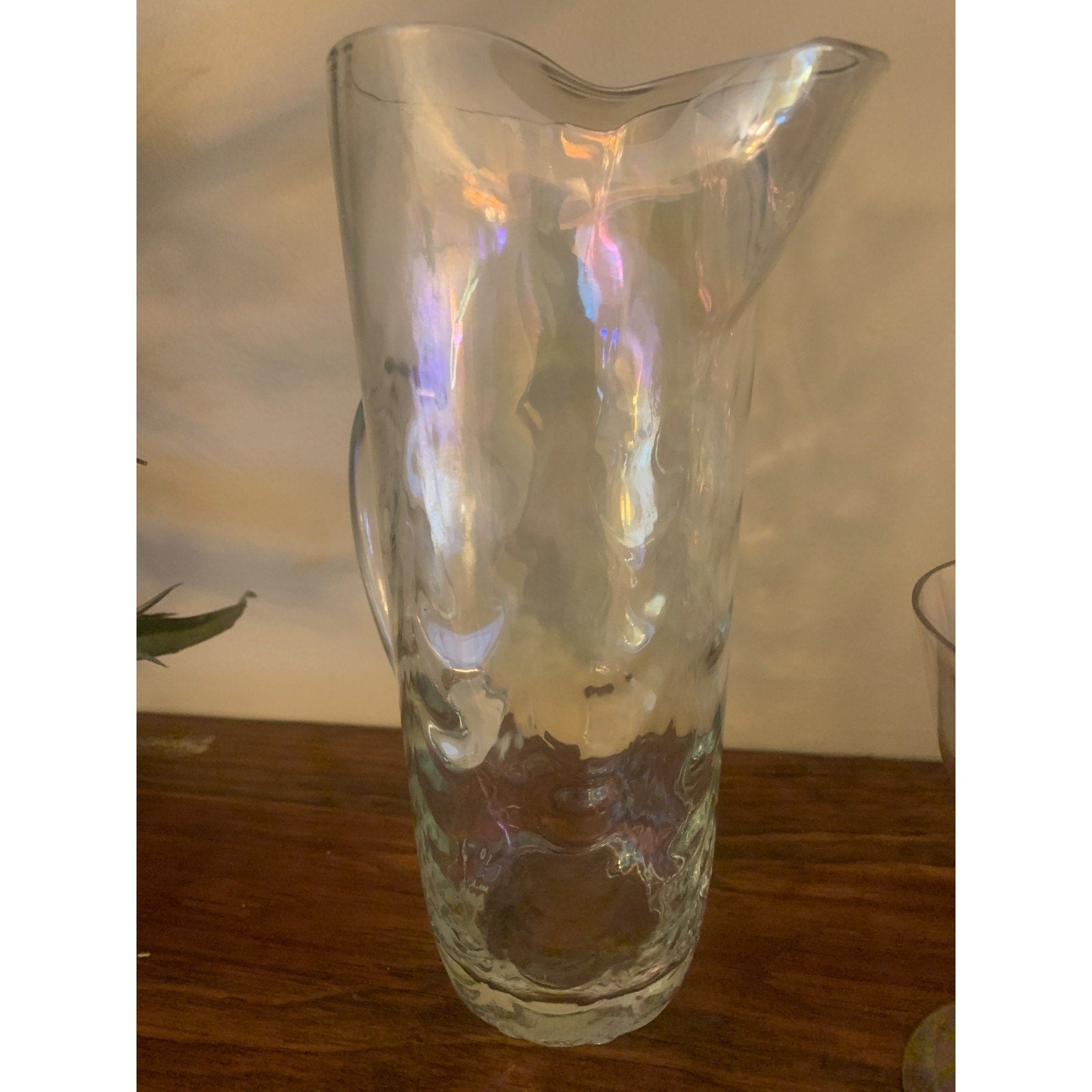 Mid-Century Modern (MCM) "Drapery" Cocktail Pitcher and Coordinating Glasses wit