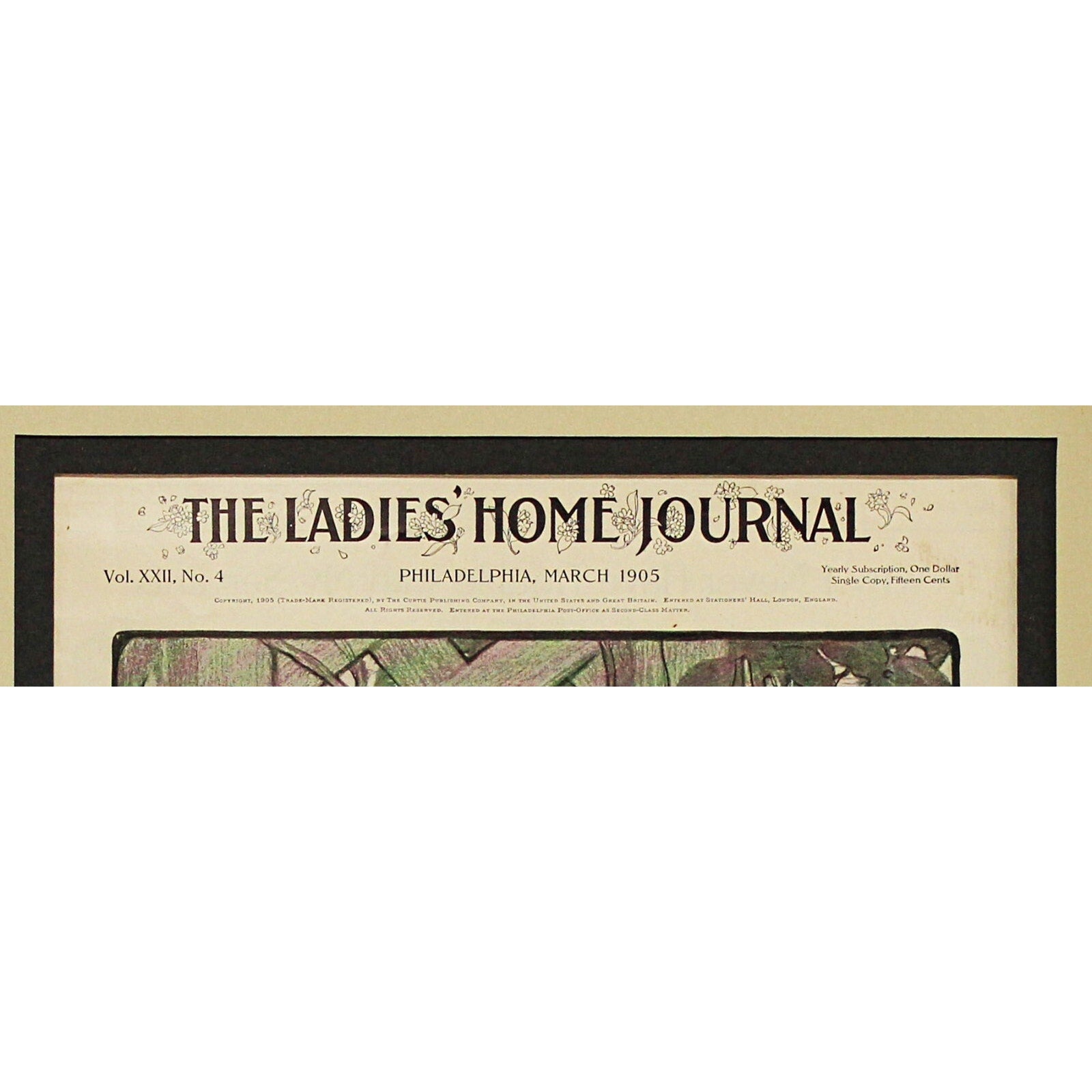 Antique Ladies Home Journal Cover Circa 1905 Matted and Framed