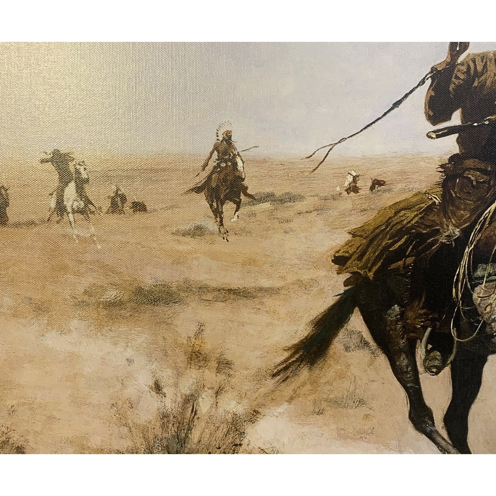 Framed Giclée Canvas Reproduction of “The Flight” by Frederic Remington