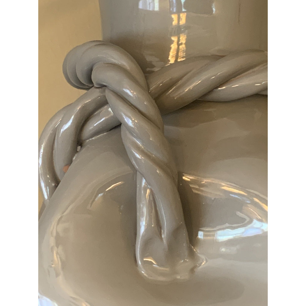 Large Italian Twisted Rope Wrapped Glazed Pottery Vase