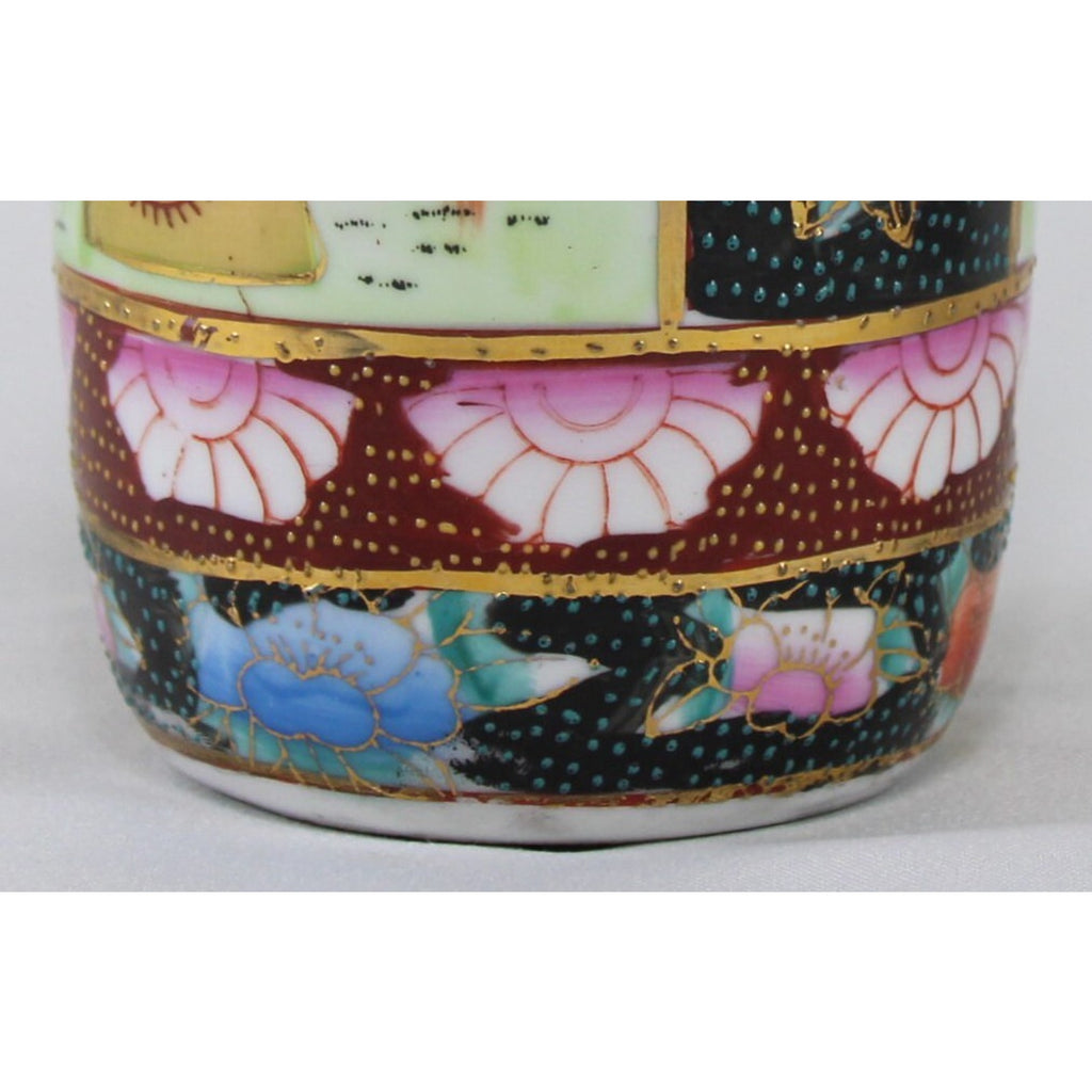 Satsuma Style Vase with Matching Geishas Scenes and Heavy Moriage