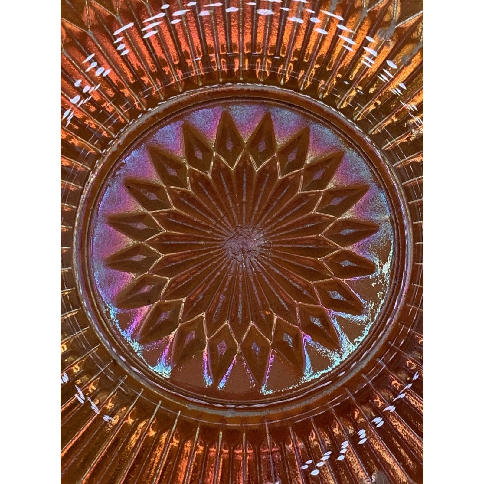 Vintage Jeanette Anniversary Marigold Carnival Glass Saucer - Or As A Replacemen