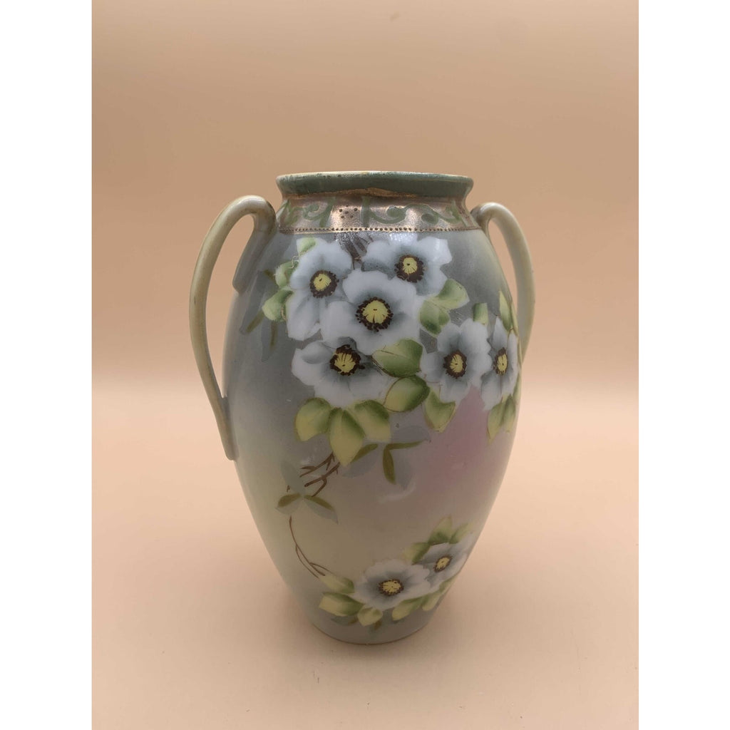 Antique 1911 Rare Morimura Brothers Nippon Floral 2-Handled Porcelain Vase With