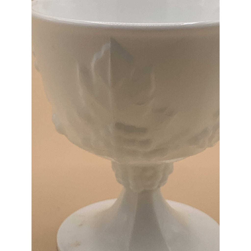 Vintage Sets of Paneled Grape and Leaves Pattern Milk Glass Goblets and Glasses