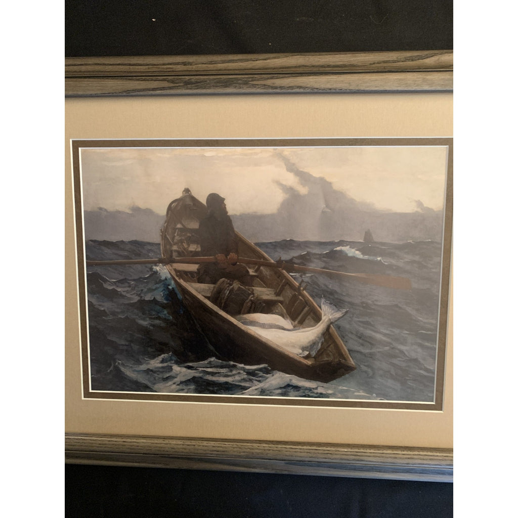 “Nebelwarnung” (The Fog Warning) by Winslow Homer Fisherman Painting Vintage Pri