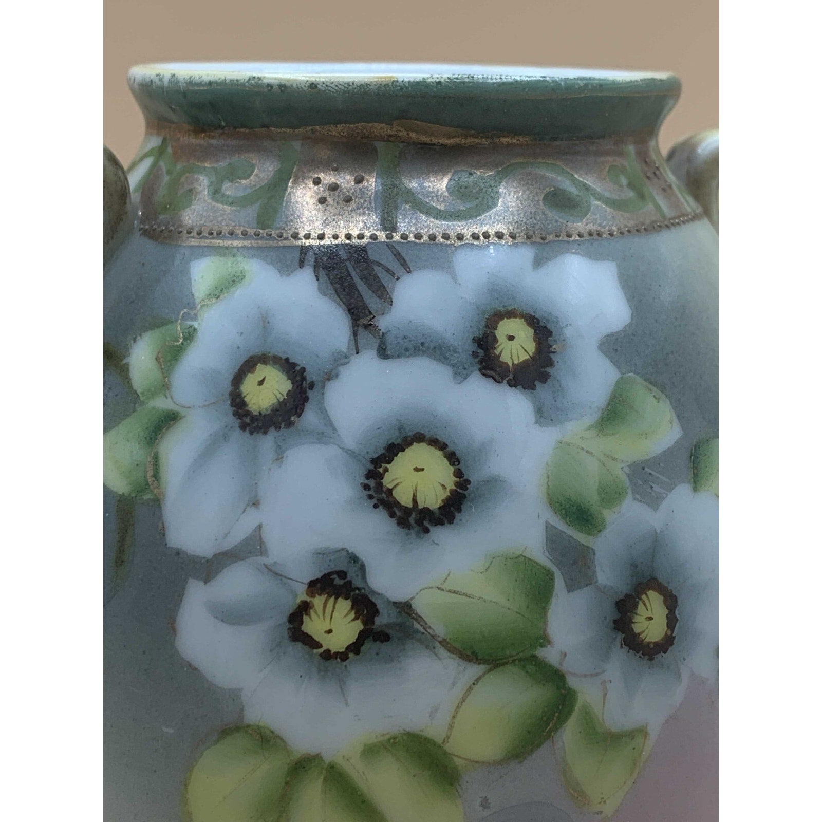Antique 1911 Rare Morimura Brothers Nippon Floral 2-Handled Porcelain Vase With