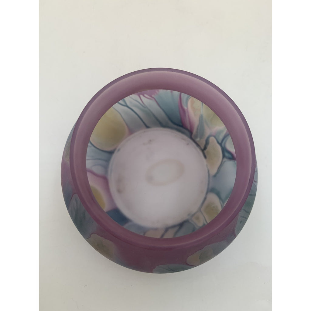 Rueven Art Nouveau Glass Hand Painted Covered Candy Dish