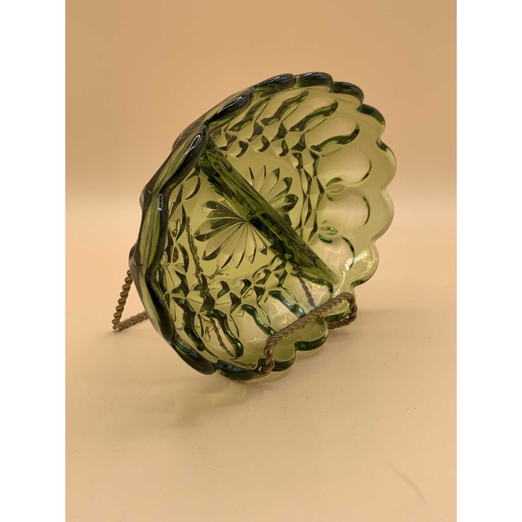Anchor Hocking Vintage Green Glass Divided Fairfield Oval Relish/Nut/Candy Dish