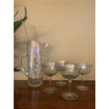 Mid-Century Modern (MCM) "Drapery" Cocktail Pitcher and Coordinating Glasses wit