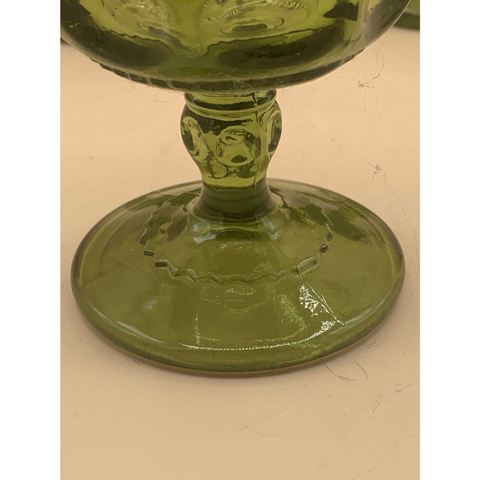 Set of 4 Vintage Indiana Carnival Glass Kings Crown Thumbprint Stemmed Glass Avo